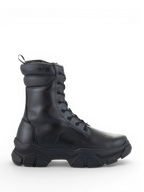 Alpinestars Ava, bottes de moto urbaines pour femme, noires, en cuir avec une semelle surélevée massive, style utilitaire moderne