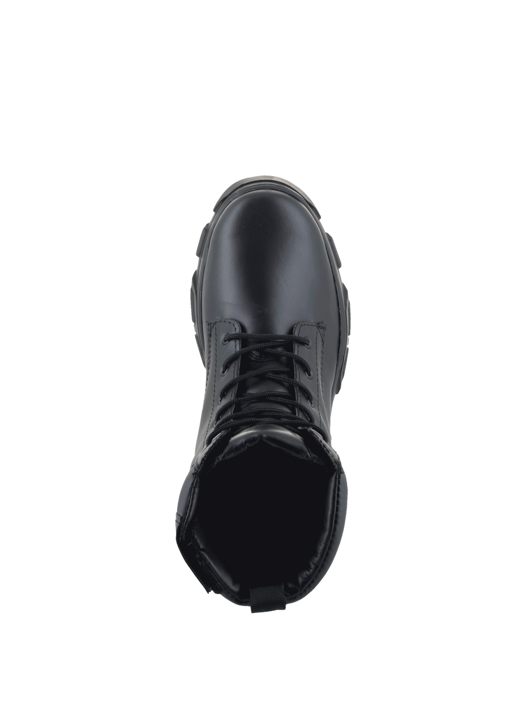 Alpinestars Ava, bottes de moto urbaines pour femme, noires, cuir, vue de dessus montrant les lacets