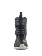 Bottes Alpinestars Stella RT-7 Touring Drystar®, bottes de moto touring pour femme, noires, vue de face avec double fermeture à sangles Velcro, marquage Alpinestars embossé, tige en microfibre technique et semelle extérieure à crampons de couleur claire