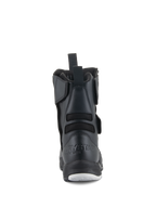 Bottes Stella RT-7 Touring Drystar® Alpinestars pour femme, bottes de moto, noir, vue arrière montrant le logo Drystar embossé sur le talon, la tirette arrière et les soufflets textiles flexibles pour une meilleure liberté de mouvement.