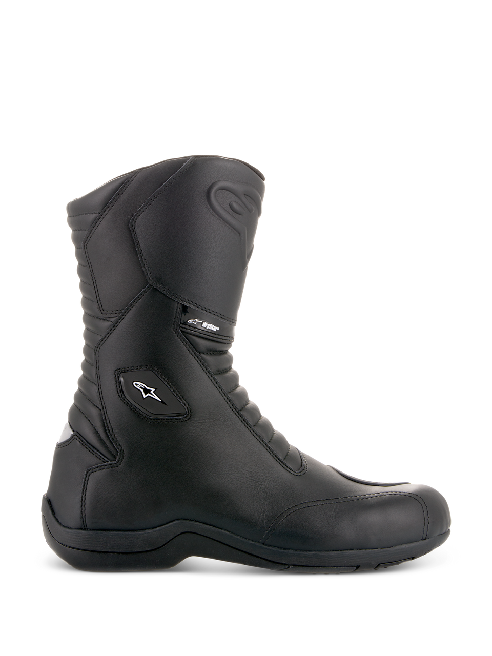 Alpinestars Andes V2 Drystar, bottes de moto touring, noires, construction en cuir avec logo étoile blanc, semelle renforcée, imperméables et respirantes