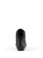Chaussures Alpinestars Celer, chaussures de moto, noir et gris foncé, vue arrière mettant en évidence le talon renforcé, le col de la cheville et le marquage discret, construction en microfibre technique pour les pilotes de sport et de course