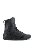 Alpinestars Superfaster Shoes, Motorcycle Riding Shoes, Black, side profile view of high-top technical footwear with integrated protection, speed lace system, and velcro ankle strap