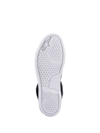 Chaussures Alpinestars Chrome, vue de la semelle urbaine avancée blanche, avec un motif de traction hexagonal et le logo Alpinestars embossé, chaussures de moto décontractées