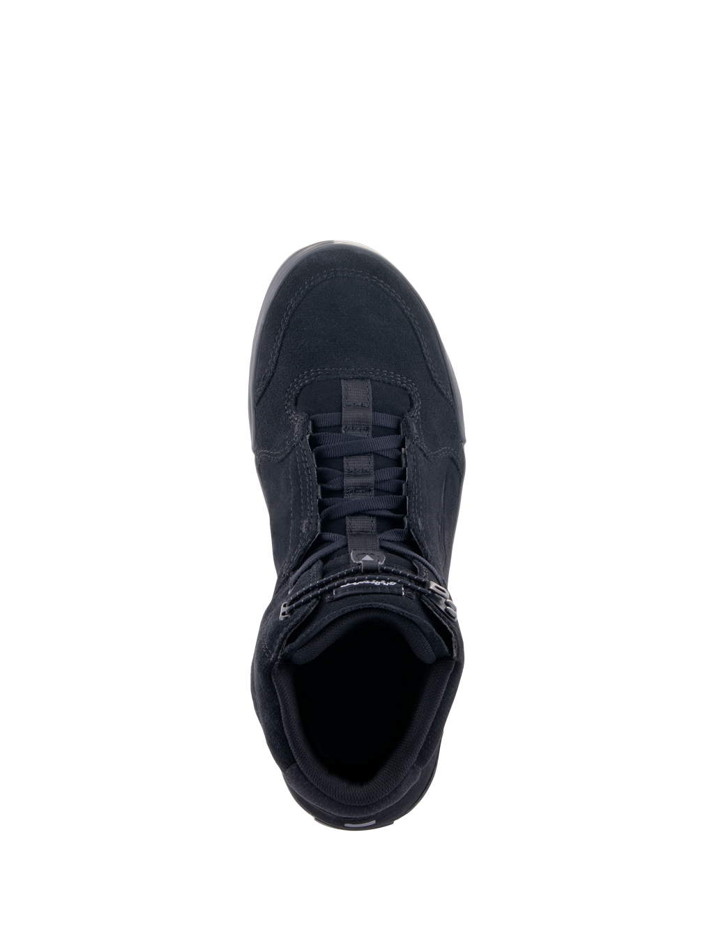 Chaussures de moto Alpinestars Chrome, Noir, vue de dessus, construction en daim fendu, fermeture à lacets avec sangle supérieure élastiquée, silhouette urbaine décontractée conçue pour la protection à moto