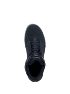 Chaussures de moto Alpinestars Chrome, Noir, vue de dessus, construction en daim fendu, fermeture à lacets avec sangle supérieure élastiquée, silhouette urbaine décontractée conçue pour la protection à moto