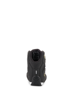 Chaussures Alpinestars Sektor, chaussures de moto, noir et jaune fluo, vue arrière montrant le talon avec bande réfléchissante et détails de la doublure intérieure, semelle de performance texturée