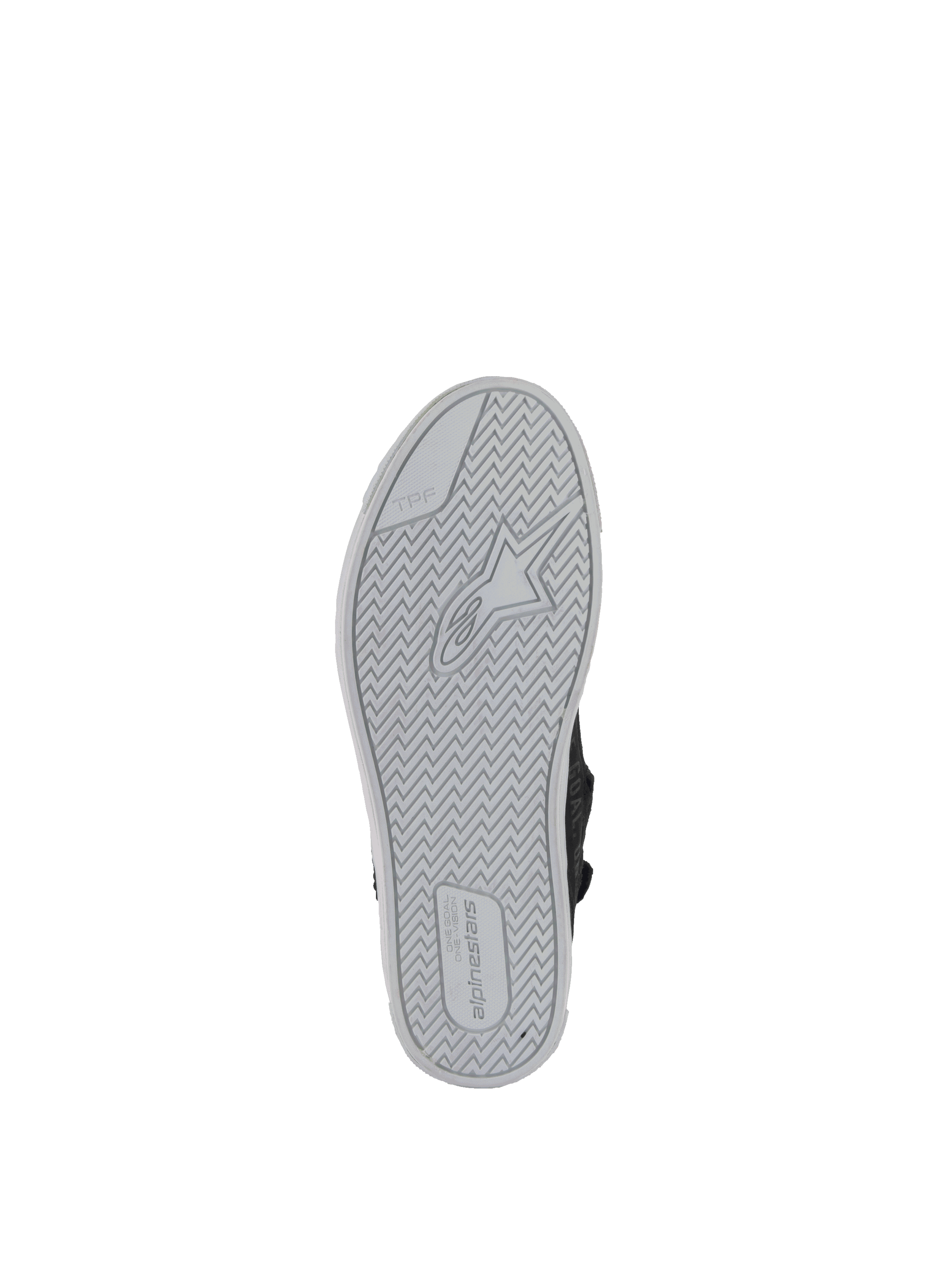 Alpinestars Stella Stated Podium Women's Riding Shoes in Black, featuring a light gray vulcanized rubber sole.
