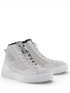 Alpinestars Stella Stated Podium, chaussures de moto pour femme, blanches et gris froid, style urbain, semelle vulcanisée.