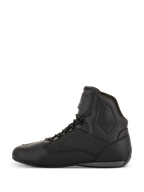 Alpinestars Faster-3 Drystar® Riding Shoes, chaussures de moto, noir et gris cool, vue de profil, design montant avec lacets, construction en microfibre imperméable, équipement technique pour la conduite sur route