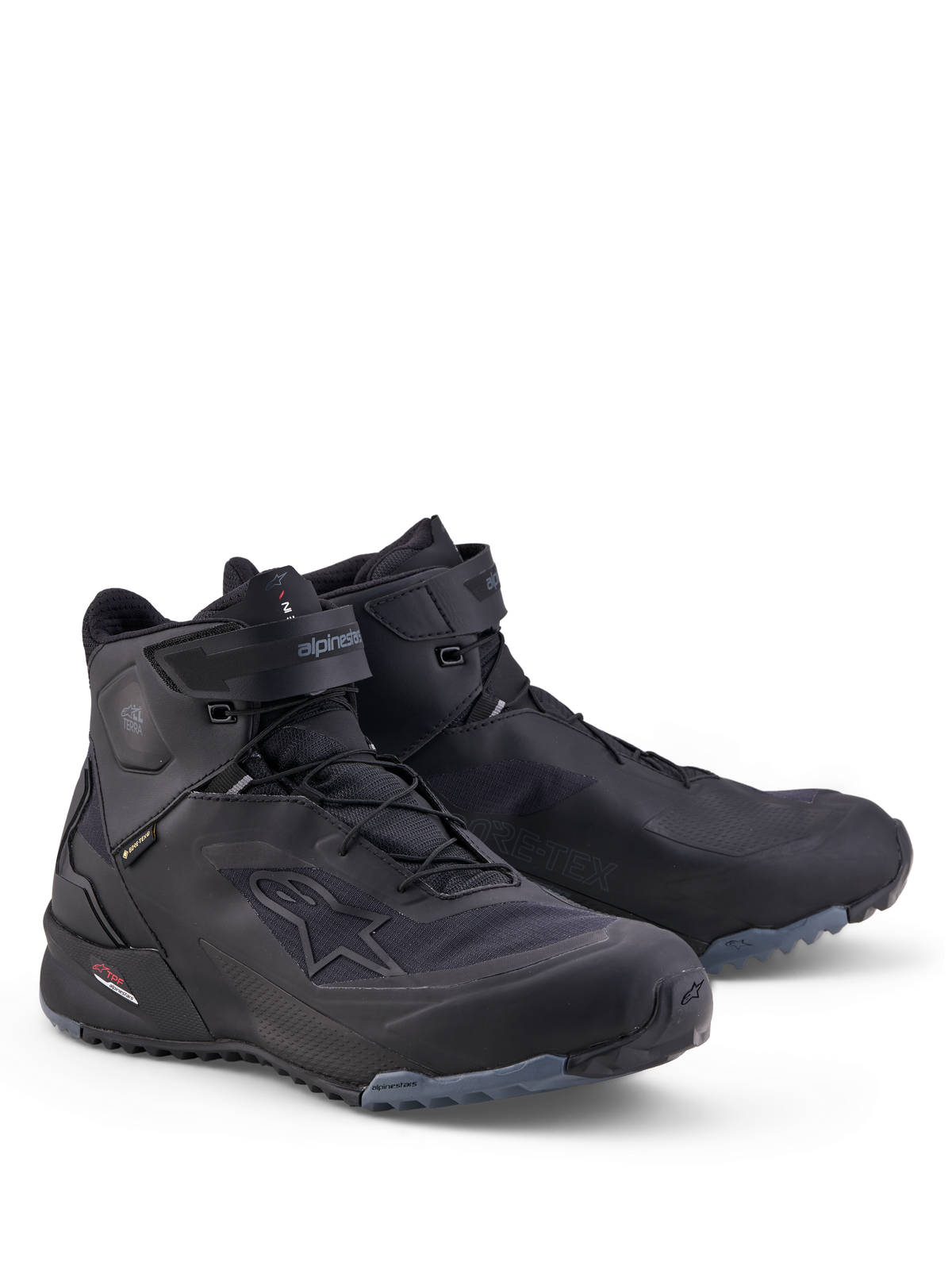 Alpinestars CR-X Gore-Tex, chaussures de moto imperméables noires et gris foncé, avec membrane Gore-Tex et construction technique légère