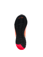 Alpinestars CR-X Drystar® pour femme, chaussures de moto, vue de la semelle extérieure, noir avec talon Diva Pink, motif de crampons robuste doté d'une configuration asymétrique, rainures de flexion à l'avant-pied et marquage TPF