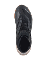 Alpinestars CR-1 Shoes, Motorcycle Riding Shoes, Black and Light Brown, top-down view, featuring breathable 3D mesh and microfiber textile construction, black laces, lightweight footwear for touring and sport riding