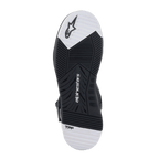 Chaussures Alpinestars Speedflight Street, vue de la semelle, semelle extérieure en caoutchouc à double densité noire et blanche avec motif de bande de roulement conique, avec logo Alpinestars et marquage TPF, chaussures de moto urbaines
