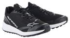 Alpinestars Meta Road V2 Shoes, Sportswear Shoes, Black and White, breathable mesh upper with white Alpinestars branding, thick white midsole, athletic design for race-team workwear
