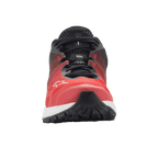 Chaussures Alpinestars Meta Road V2, chaussures de sportswear, rouge, noir et blanc, vue de face avec tige en maille respirante et logo Alpinestars blanc, design léger pour tenues de travail d'équipe de course