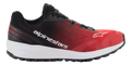 Chaussures Alpinestars Meta Road V2, chaussures sportswear, rouge, noir et blanc, vue de profil avec tige en mesh respirant, semelle intermédiaire blanche, semelle extérieure noire et logo Alpinestars sur le côté