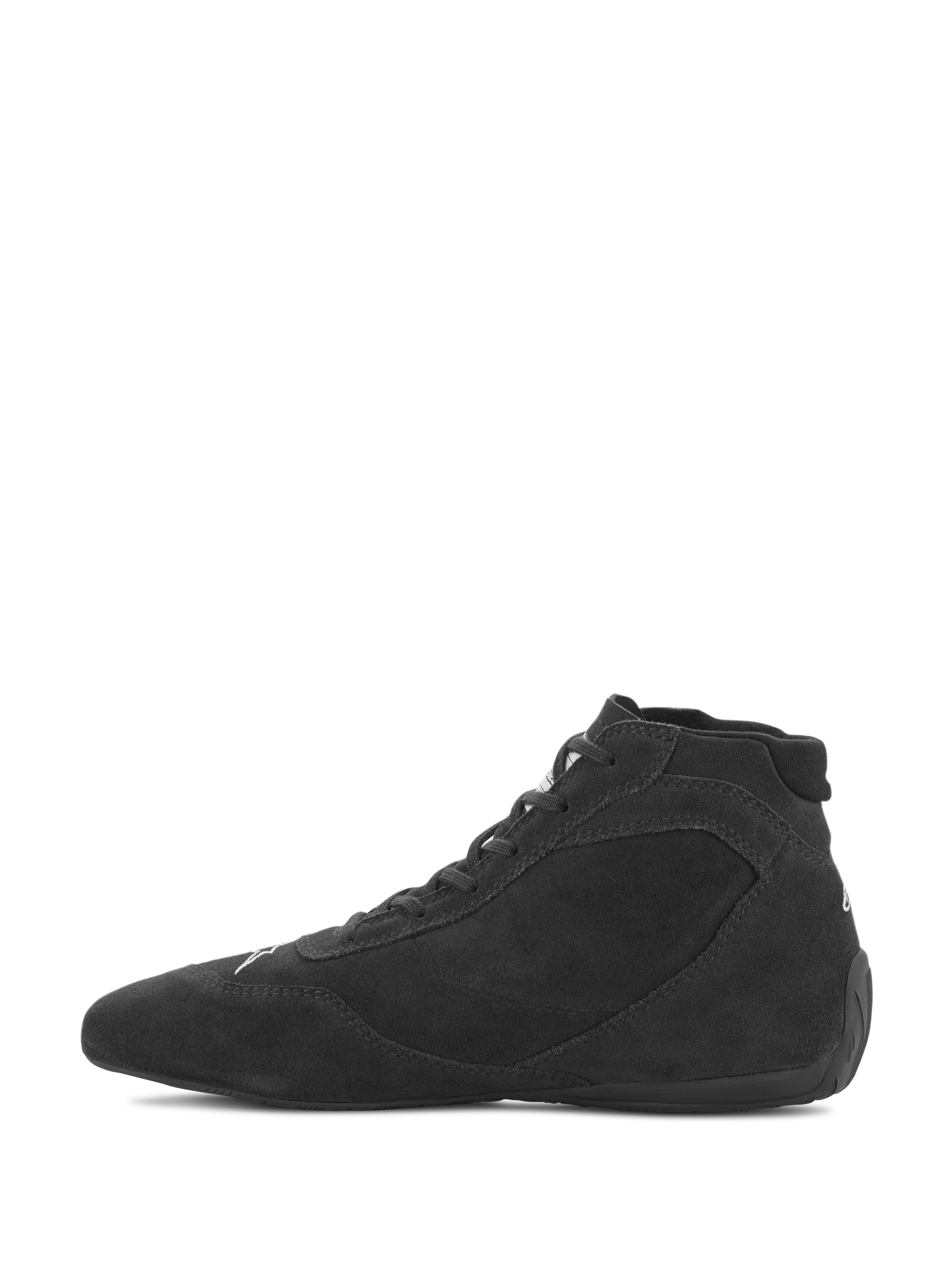 Chaussures Alpinestars SP V2, chaussures de course automobile, noires, profil montant élégant avec tige en daim de première qualité et semelle en caoutchouc fine, conçues pour un ressenti précis des pédales en sport automobile