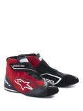 Alpinestars SP+ Shoes, chaussures de course montantes, noir et rouge, construction en daim et cuir, logo étoile blanc sur le côté, sangle velcro ajustable, chaussures de sport automobile professionnelles avec maintien de la cheville