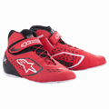 Alpinestars Tech-1 KX V2 Shoes, Karting Racing Shoes, Red Black and White, High-Top Design with Velcro Straps, White Sole, Breathable Perforated Construction, Professional Motorsport Footwear