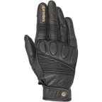 Alpinestars Crazy Eight Gloves, gants de moto en cuir noir, empiècements extensibles en accordéon sur les doigts et le dos de la main, rembourrage perforé aux articulations, logo Alpinestars beige sur l'index, sangle de poignet ajustable à scratch avec logo circulaire