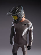 A-Supra Elite Jersey in Faded Gray, lightweight micro-perforated MTB jersey with racing graphics and ASTARS logo.