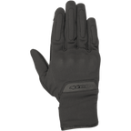 Gants Alpinestars C1 Windstopper V2, gants de moto urbains, noirs, vue de dessus montrant le dos de la main, construction en textile coupe-vent, protection discrète intégrée aux articulations, logo Alpinestars sur le poignet