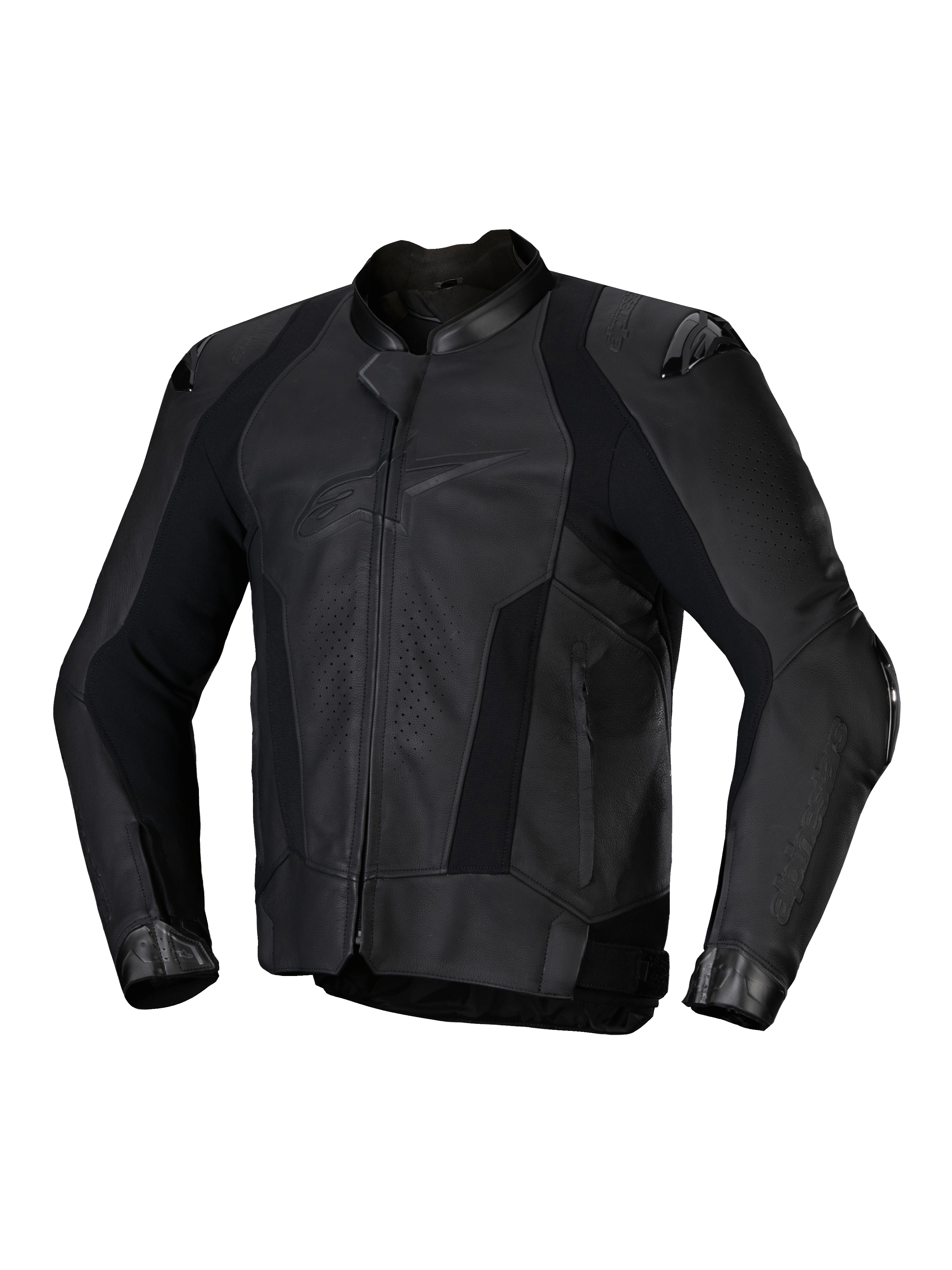 Alpinestars Veste En Cuir Missile V3, veste de moto racing pour homme, noire, en cuir bovin premium avec protections d'épaules et design Tech-Air Ready