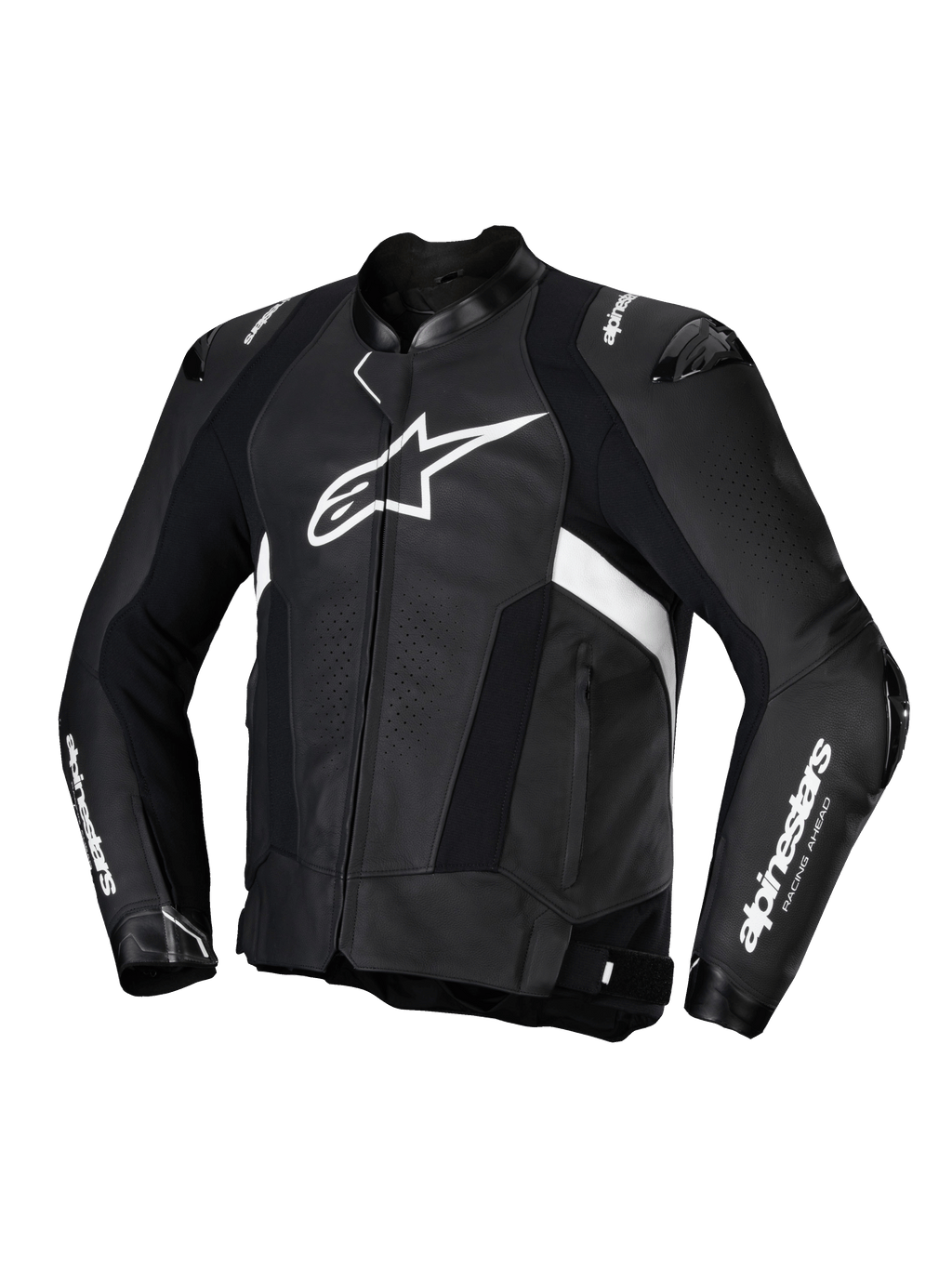 Veste En Cuir Missile V3, veste de moto racing pour homme, noire et blanche, en cuir bovin premium avec protections certifiées CE