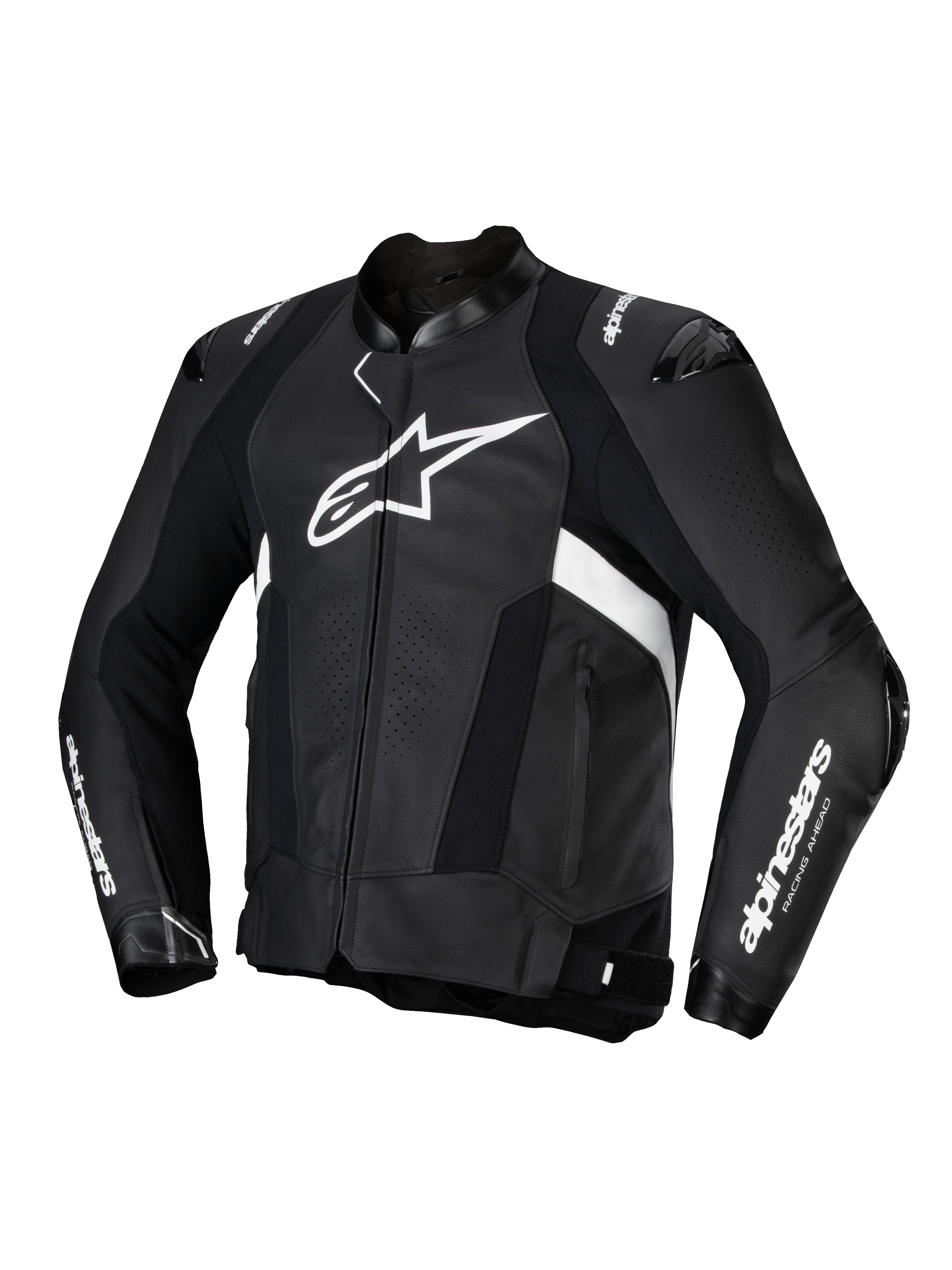 Veste En Cuir Missile V3, veste de moto racing pour homme, noire et blanche, en cuir bovin premium avec protections certifiées CE