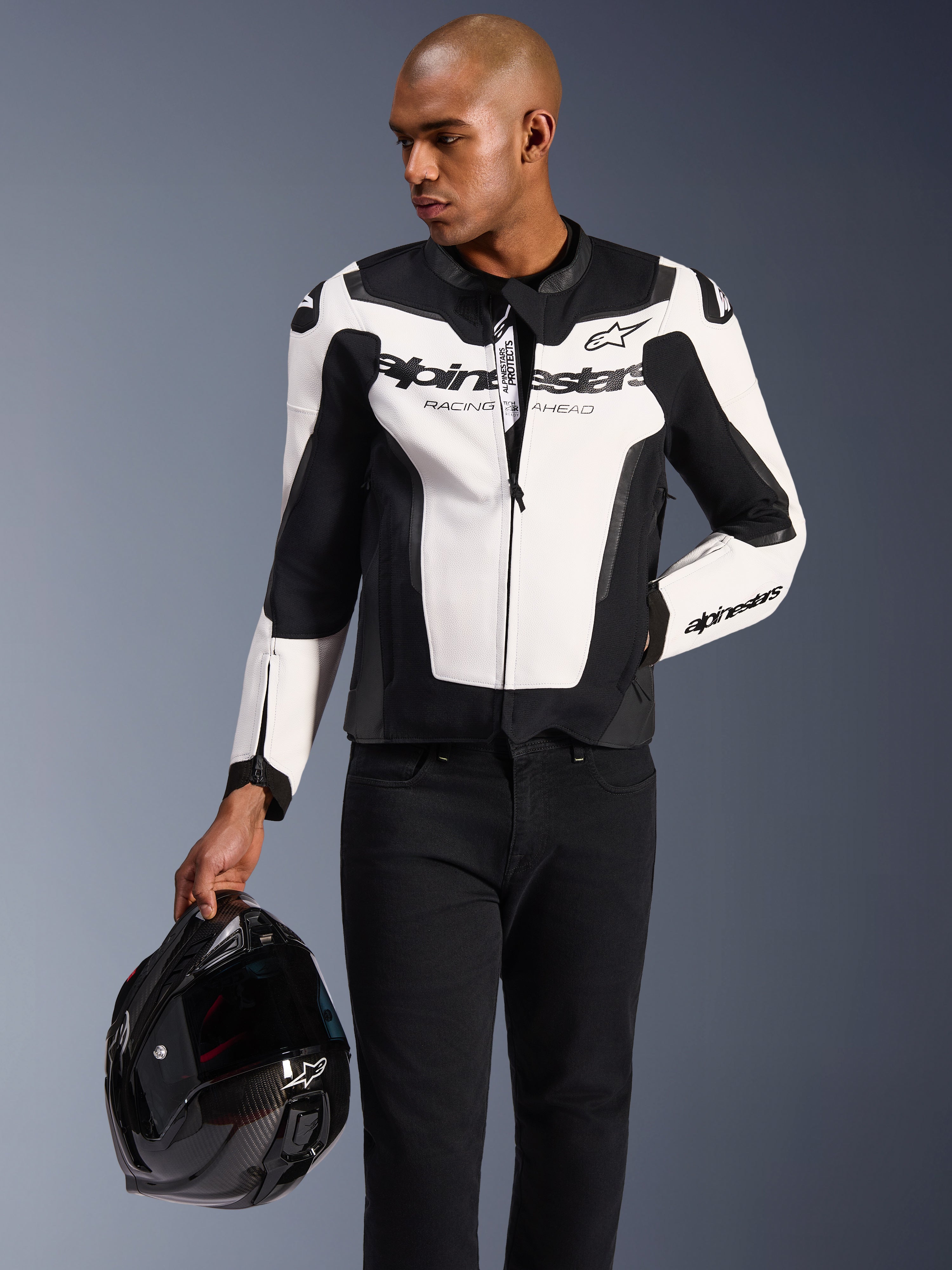 GP Force V2 Leather - Black Motorcycle Jacket | Alpinestars®