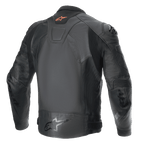 Alpinestars Veste En Cuir GP Plus R V4 Airflow, veste de moto sport pour homme, vue de dos en noir, certifiée CE avec cuir de qualité race et panneaux stretch