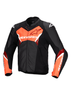 Alpinestars Veste En Cuir Faster V3, veste de moto racing pour homme, noire et rouge fluo, certifiée CE, en cuir premium avec protections d'épaules