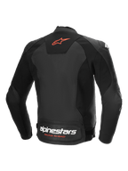 Alpinestars Veste En Cuir Faster V3 Airflow, veste de moto sportive, vue de dos, noire et rouge, en cuir perforé avec empiècements extensibles