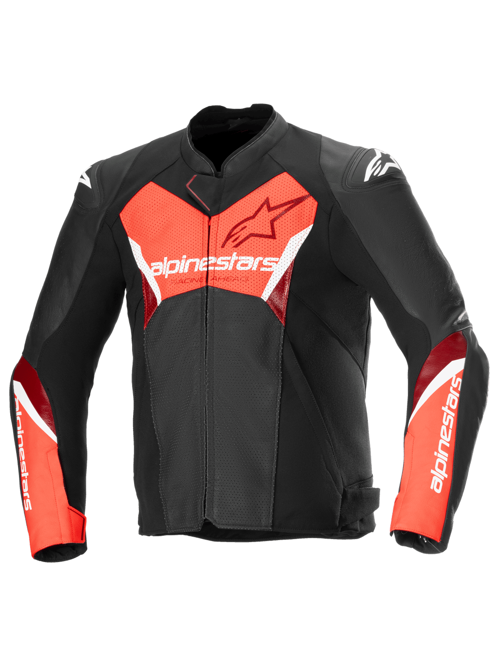 Veste en cuir Alpinestars Faster V3 Airflow, veste de moto sportive pour homme, noire et rouge fluo, en cuir perforé de première qualité, certifiée CE