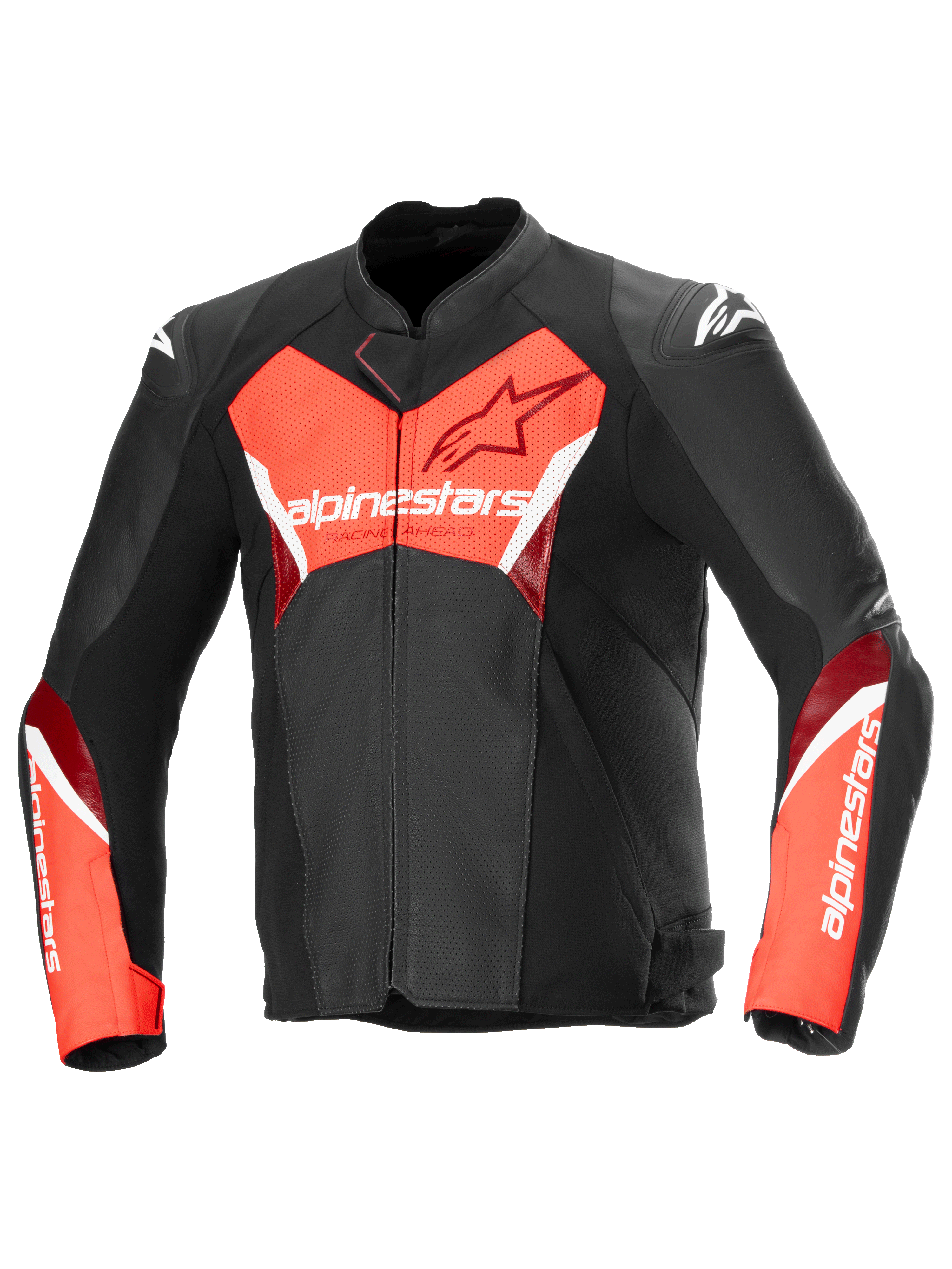 Veste en cuir Alpinestars Faster V3 Airflow, veste de moto sportive pour homme, noire et rouge fluo, en cuir perforé de première qualité, certifiée CE