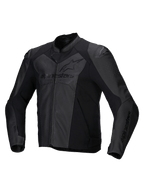 Alpinestars Veste En Cuir Faster V3 Airflow, veste de moto sportive pour homme, noire, en cuir perforé avec protections d'épaules