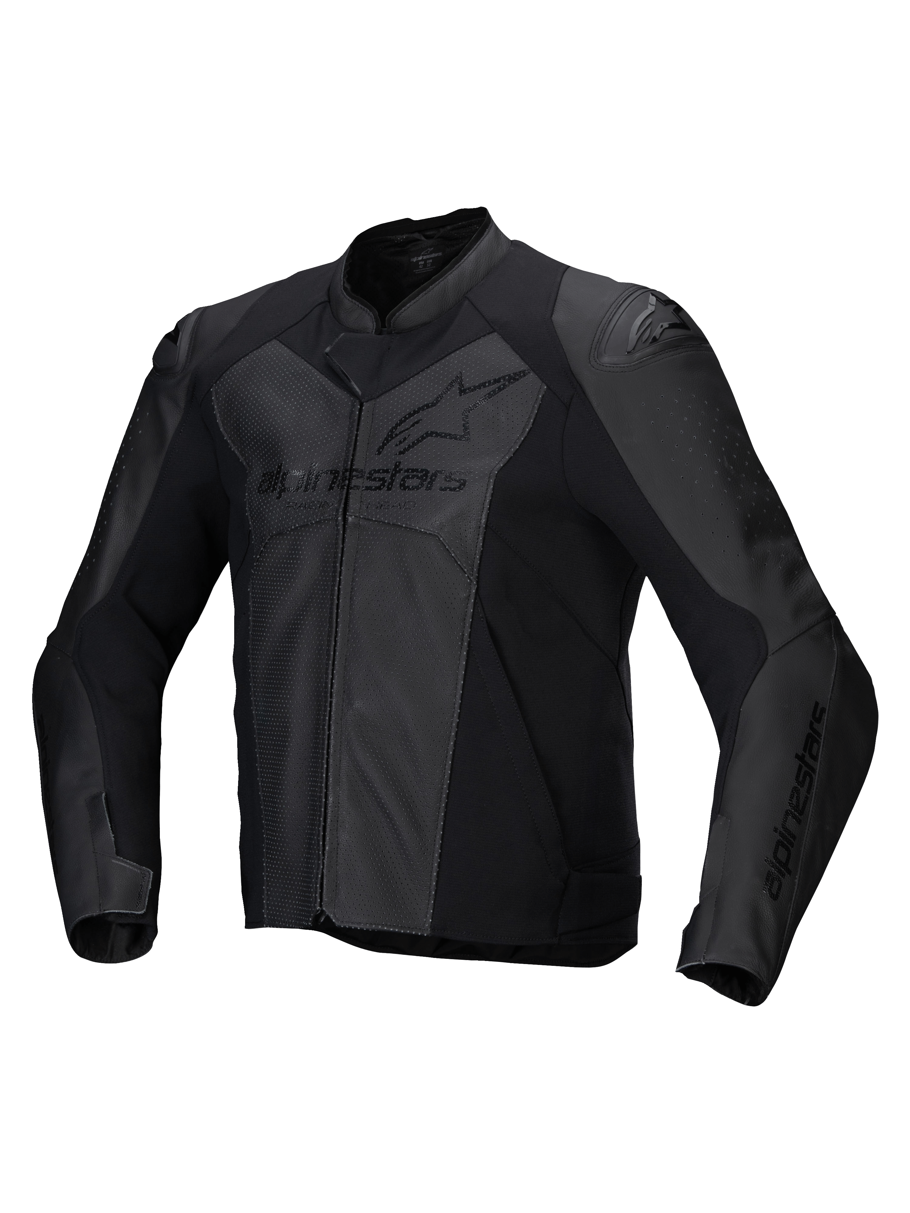 Alpinestars Veste En Cuir Faster V3 Airflow, veste de moto sportive pour homme, noire, en cuir perforé avec protections d'épaules