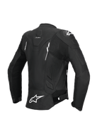 Alpinestars Veste En Cuir Stella Dusk, veste de moto pour femme, vue de dos en noir et blanc, certifiée CE classe AA avec empiècements extensibles en accordéon