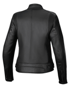 Alpinestars Veste En Cuir Stella Dyno, veste de moto urbaine pour femme, vue de dos, noire avec accents rouges, construction en cuir de bovin premium