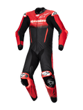 Combinaison en cuir Alpinestars GP-R7 1 pièce, noire et rouge, certifiée CE AAA pour la course.
