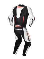 Combinaison en cuir Alpinestars GP-R7 1 pièce, blanche, noire et rouge, bosse aérodynamique, compatible Tech-Air, vue de dos