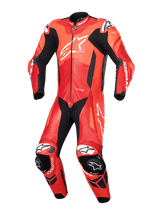 Alpinestars GP Plus V4 Sprint 1 pièce, combinaison en cuir de course pour homme, rouge fluo et blanche, certifiée CE.