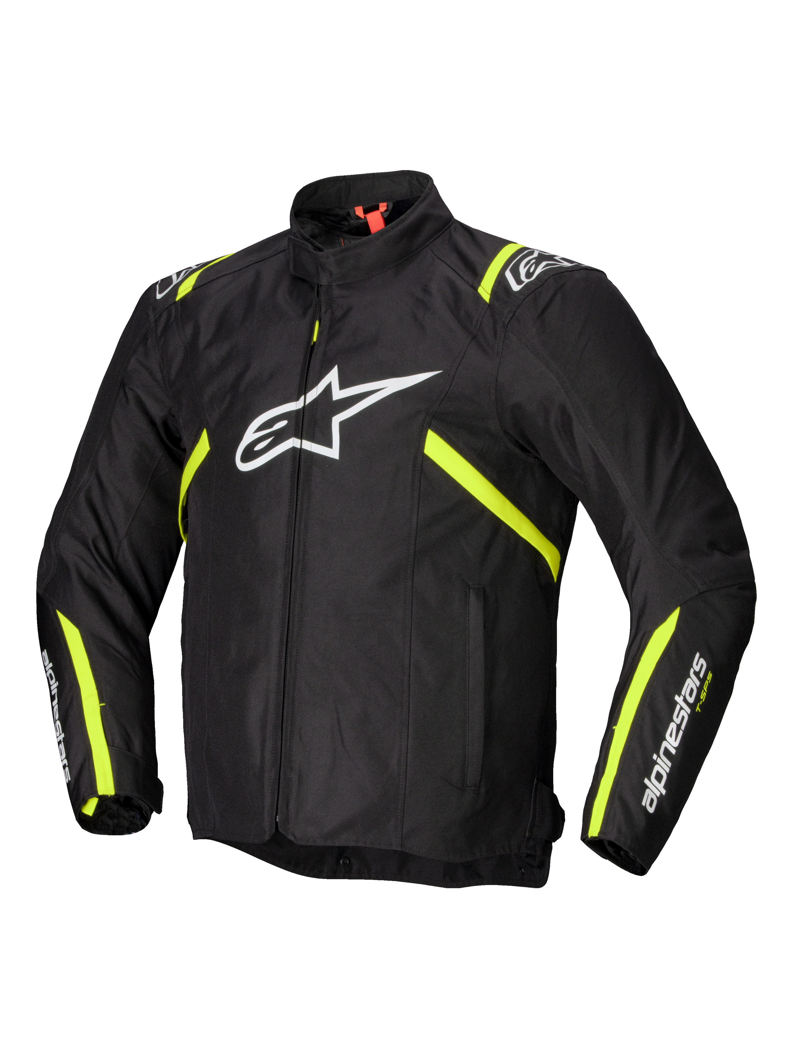 Alpinestars T-SPS V2 Waterproof Jacket, men's sport textile motorcycle jacket, Black with White and Yellow Fluo accents, CE certified protection