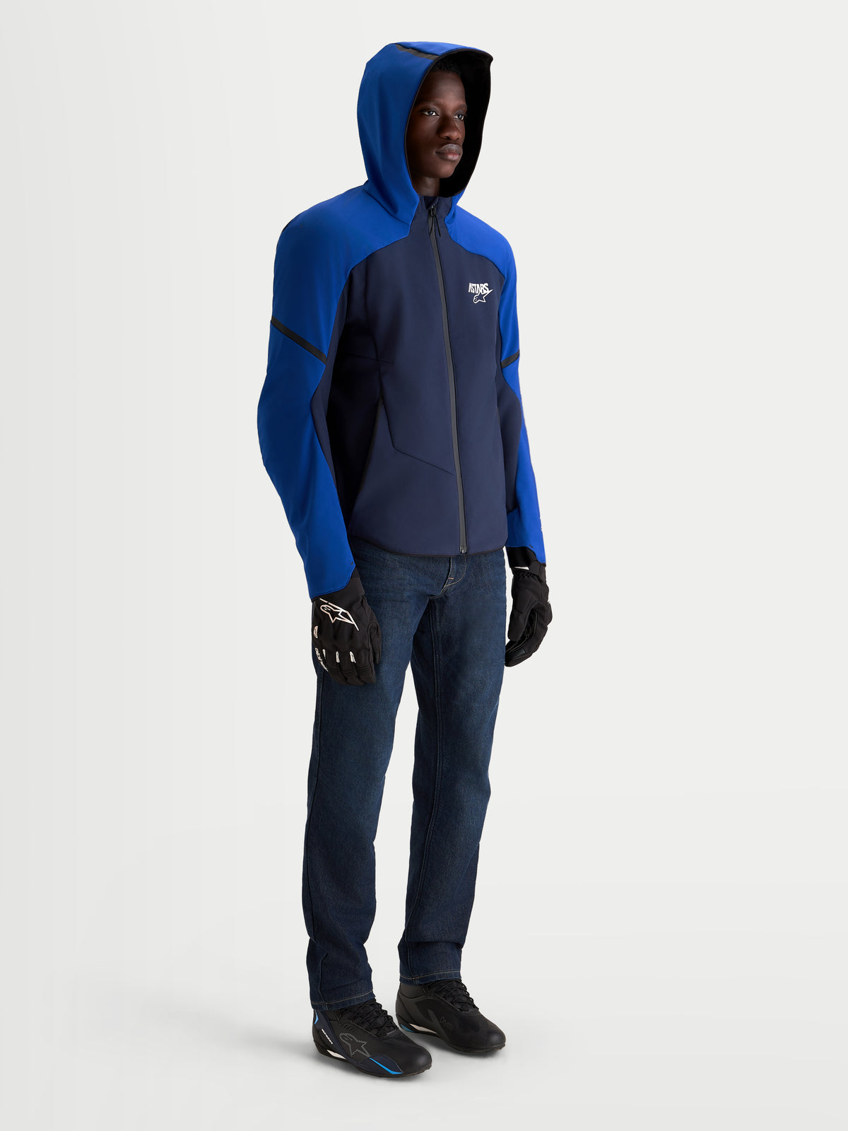 Alpinestars Aeroshell Wp, veste de moto imperméable pour homme, bleue et bleu marine, avec capuche
