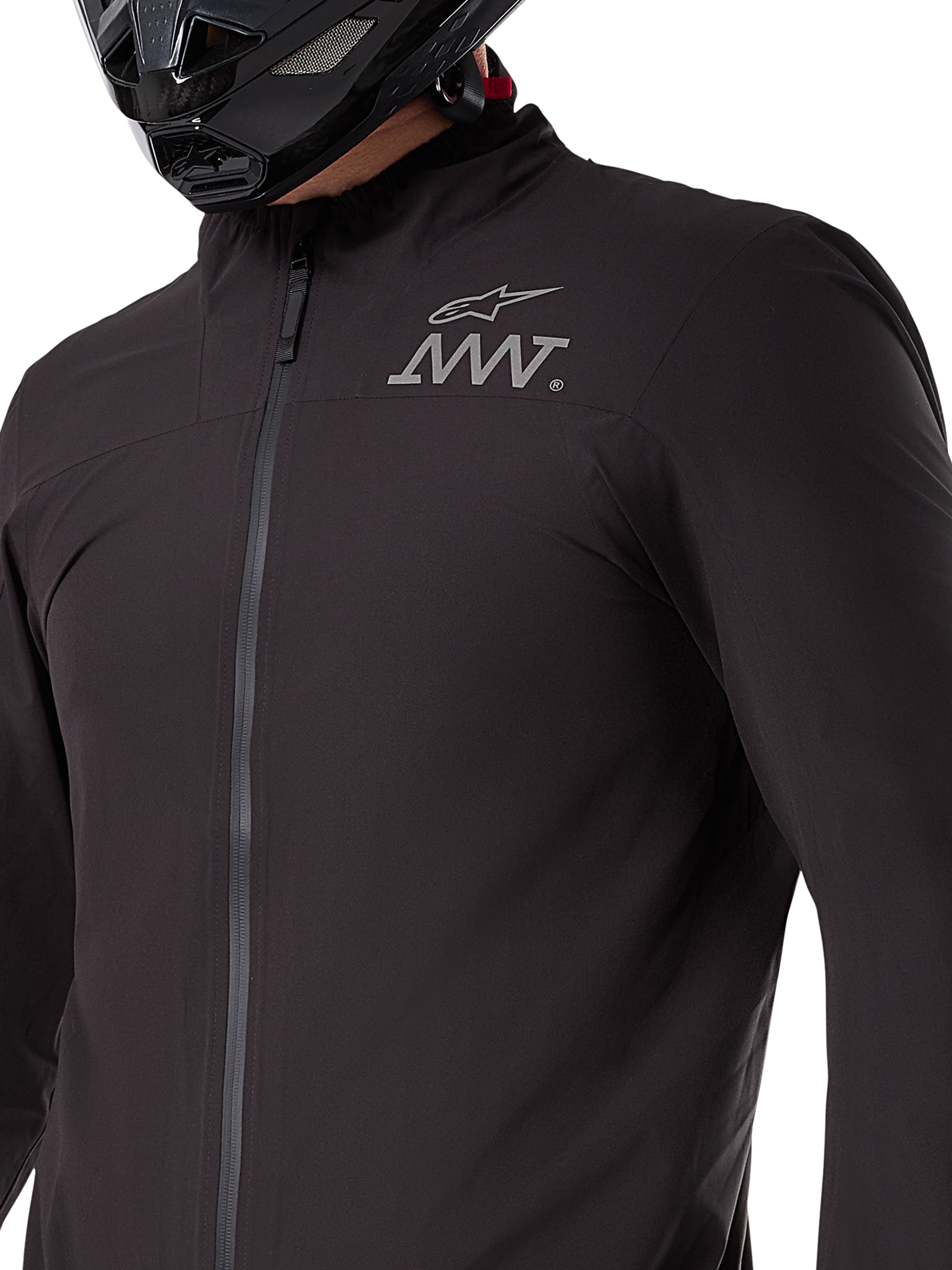 Doublure de veste Alpinestars AMT-8 Stretch Drystar® XF, couche extensible noire imperméable et coupe-vent, vêtement technique compactable pour la moto d'aventure