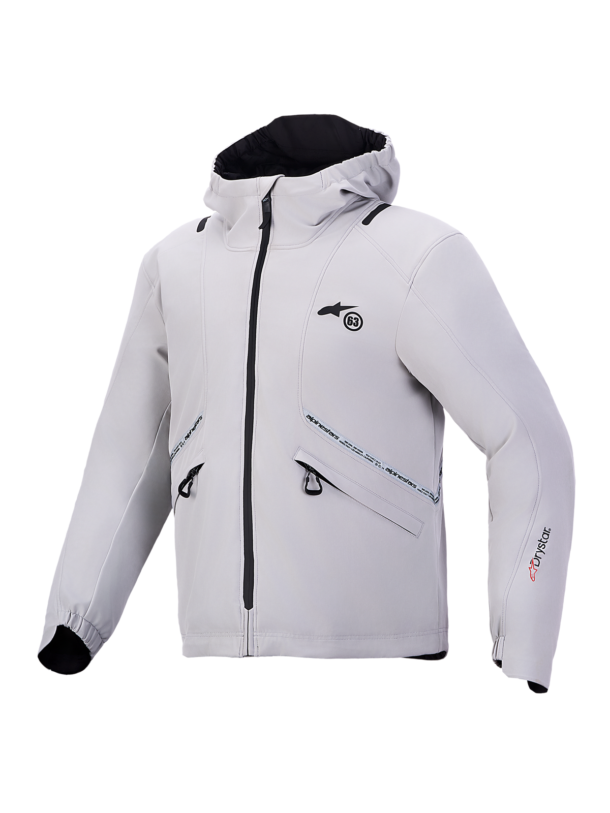 Alpinestars C 5 Drystar, veste de moto urbaine, gris clair et noir, avec capuche intégrée et membrane Drystar imperméable