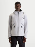 Alpinestars C 5 Drystar Veste, veste de moto urbaine pour homme en gris clair et noir, vue de face sur un modèle portant une capuche intégrée et un vêtement de protection