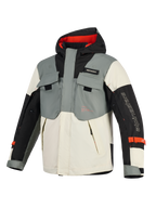 Veste imperméable Alpinestars Mospher, parka de moto, Fur Gray Black Ice, dotée d'un design tactique multi-poches, d'une silhouette à capuche avec intérieur rouge et du logo Alpinestars sur la manche