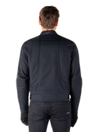 Alpinestars Clayton WR Jacket, Black, Rear view of a man wearing the water-repellent urban motorcycle jacket, featuring quilted reinforcement on shoulders and elbows, ergonomic lines, and a matte finish